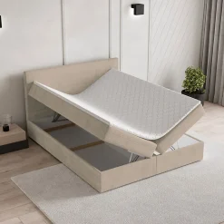 Lit Boxspring NIRA 140X200 CM ROMA 03, Crème, Lit avec matelas et rangement><noscript><img width=