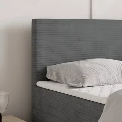 Masseno Lit Boxspring NIRA 180X200 CM ROMA 24, Gris, Lit avec matelas et rangement* Ensemble Sommier Et Matelas