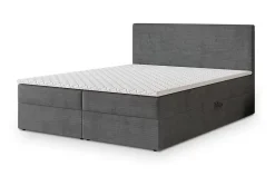 Masseno Lit Boxspring NIRA 180X200 CM ROMA 24, Gris, Lit avec matelas et rangement* Ensemble Sommier Et Matelas