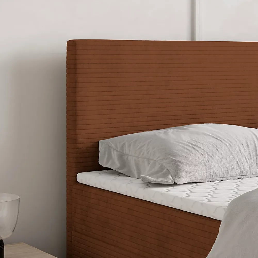 Masseno Lit Boxspring NIRA 180X200 CM ROMA 11, Terracotta, Lit avec matelas et rangement* Ensemble Sommier Et Matelas