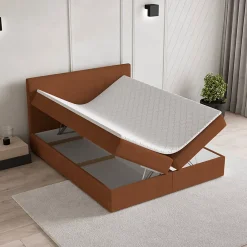 Masseno Lit Boxspring NIRA 180X200 CM ROMA 11, Terracotta, Lit avec matelas et rangement* Ensemble Sommier Et Matelas