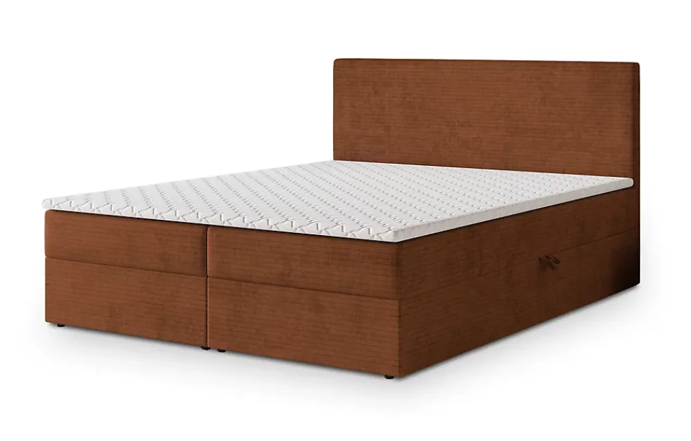 Masseno Lit Boxspring NIRA 180X200 CM ROMA 11, Terracotta, Lit avec matelas et rangement* Ensemble Sommier Et Matelas