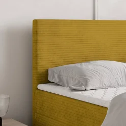 Masseno Lit Boxspring NIRA 140X200 CM ROMA 08, Jaune, Lit avec matelas et rangement* Ensemble Sommier Et Matelas