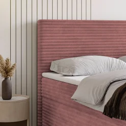 Lit Boxspring NOLEN 140X200 CM TILIA 62, Rose, Lit avec matelas et rangement><noscript><img width=