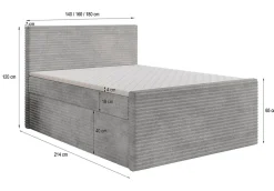 Lit Boxspring NOLEN 180X200 CM TILIA 77, Bleu, Lit avec matelas et rangement><noscript><img width=