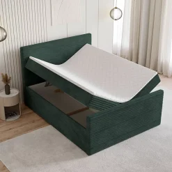 Masseno Lit Boxspring NOLEN 140X200 CM TILIA 39, Vert foncé, Lit avec matelas et rangement* Ensemble Sommier Et Matelas