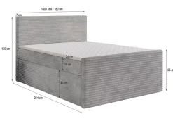 Masseno Lit Boxspring NOLEN 140X200 CM TILIA 39, Vert foncé, Lit avec matelas et rangement* Ensemble Sommier Et Matelas