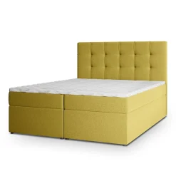 Lit Boxspring PALMA 180X200 CM SORO 40, Jaune, Lit avec matelas et rangement>Masseno