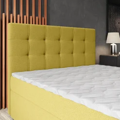 Lit Boxspring PALMA 180X200 CM SORO 40, Jaune, Lit avec matelas et rangement><noscript><img width=