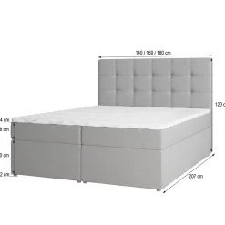 Masseno Lit Boxspring PALMA 160X200 CM INARI 22, Beige, Lit avec matelas et rangement* Ensemble Sommier Et Matelas