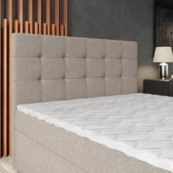 Masseno Lit Boxspring PALMA 160X200 CM INARI 22, Beige, Lit avec matelas et rangement* Ensemble Sommier Et Matelas