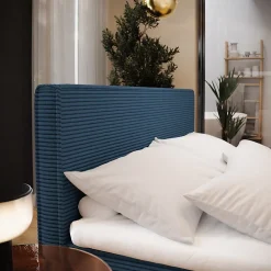 Masseno Lit Boxspring PELLIO 160X200 CM POSO 05, Bleu, Lit avec matelas et rangement* Ensemble Sommier Et Matelas