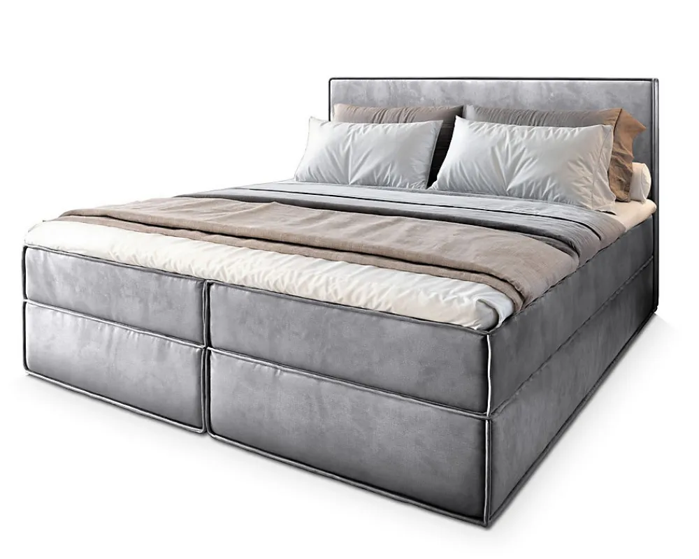 Lit Boxspring PELLIO 140X200 CM MONOLITH 84, Gris clair, Lit avec matelas et rangement>Masseno Outlet