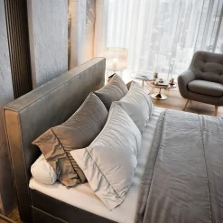 Lit Boxspring PELLIO 140X200 CM MONOLITH 84, Gris clair, Lit avec matelas et rangement><noscript><img width=