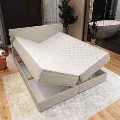 Lit Boxspring PELLIO 160X200 CM QUELLE 05, Beige, Lit avec matelas et rangement><noscript><img width=