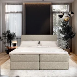 Lit Boxspring PELLIO 160X200 CM QUELLE 05, Beige, Lit avec matelas et rangement><noscript><img width=