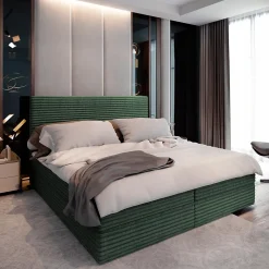 Masseno Lit Boxspring PISA 180X200 CM TILIA 39, Vert foncé, Lit avec matelas et rangement* Ensemble Sommier Et Matelas