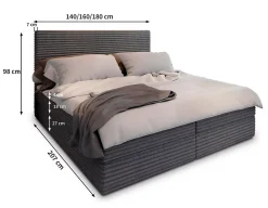 Masseno Lit Boxspring PISA 180X200 CM TILIA 39, Vert foncé, Lit avec matelas et rangement* Ensemble Sommier Et Matelas