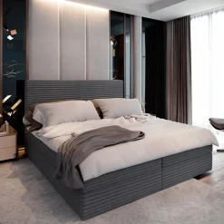 Lit Boxspring PISA 140X200 CM TILIA 90, Graphite, Lit avec matelas et rangement>Masseno New