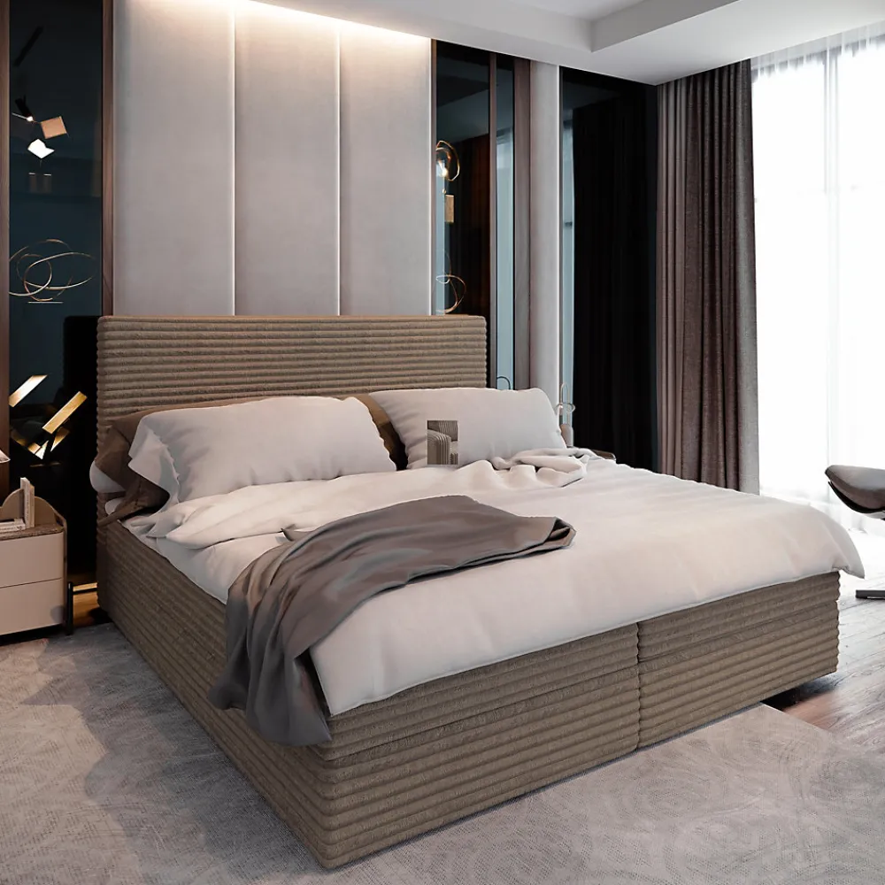 Lit Boxspring PISA 180X200 CM TILIA 17, Café, Lit avec matelas et rangement>Masseno Online