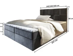 Lit Boxspring PRATA 140X200 CM KRONOS 09, Bleu, Lit avec matelas et rangement><noscript><img width=