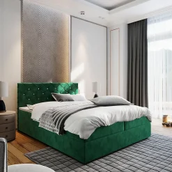 Lit Boxspring RIVA 140X200 CM MAGIC VELVET 2225, Vert foncé, Lit avec matelas et rangement>Masseno New