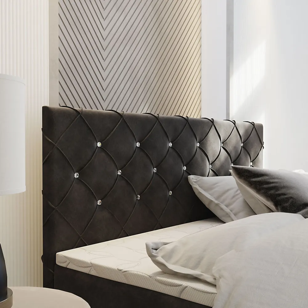 Lit Boxspring RIVA 140X200 CM MAGIC VELVET 2225, Vert foncé, Lit avec matelas et rangement>Masseno New