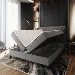 Masseno Lit Boxspring ROKIS 160X200 CM MONOLITH 48, Jaune, Lit avec matelas et rangement* Ensemble Sommier Et Matelas