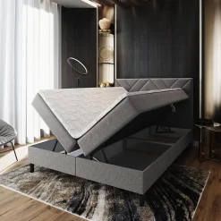 Lit Boxspring ROKIS 140X200 CM MONOLITH 77, Bleu, Lit avec matelas et rangement><noscript><img width=