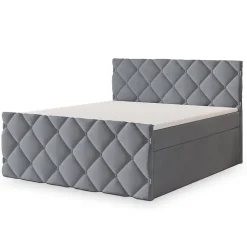Masseno Lit Boxspring ROVARI 160X200 CM KRONOS 15, Gris, Lit avec matelas et rangement* Ensemble Sommier Et Matelas
