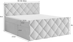 Lit Boxspring ROVARI 180X200 CM PAROS 02, Beige, Lit avec matelas et rangement><noscript><img width=