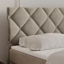 Lit Boxspring ROVARI 180X200 CM PAROS 02, Beige, Lit avec matelas et rangement><noscript><img width=