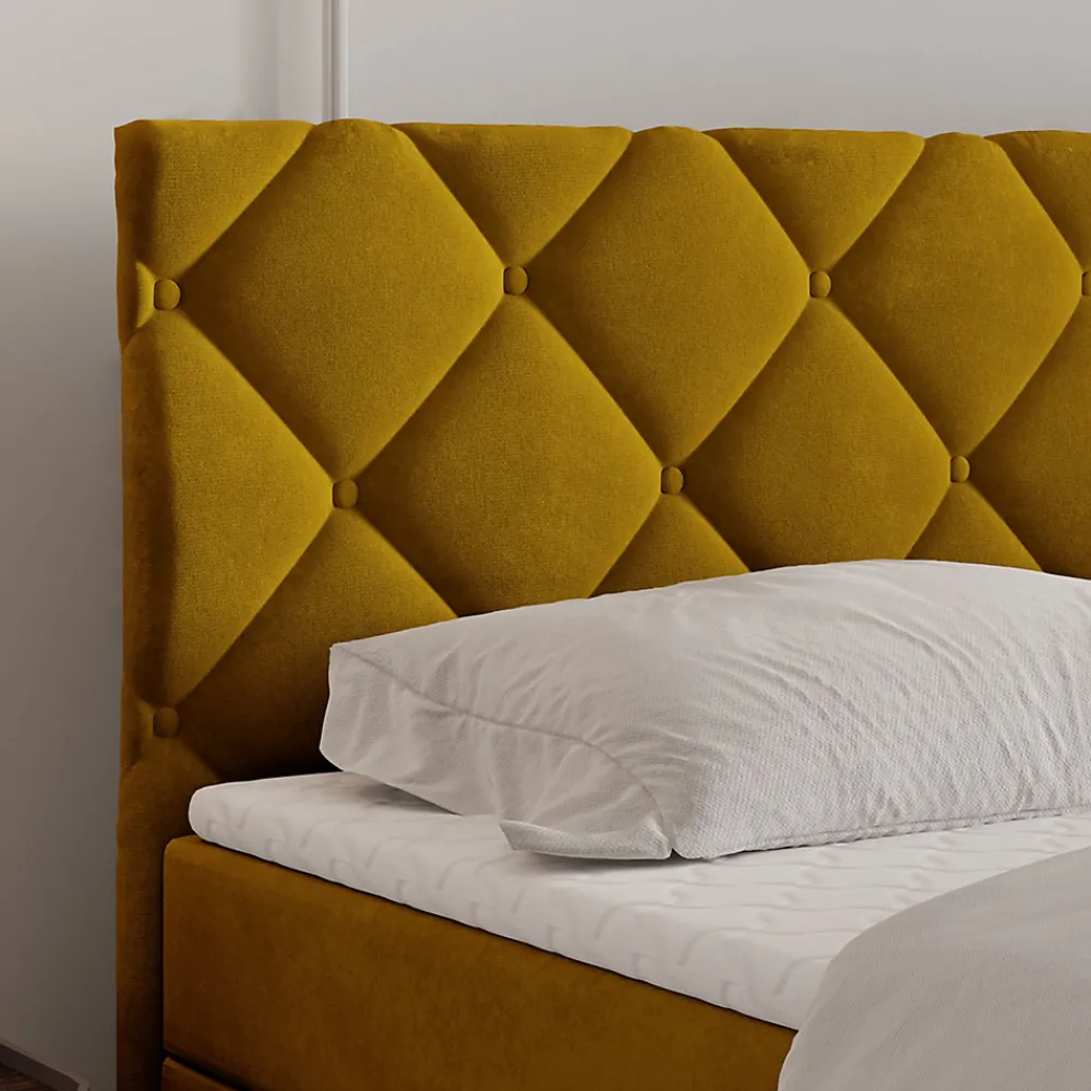 Lit Boxspring ROVARI 180X200 CM KRONOS 01, Jaune, Lit avec matelas et rangement>Masseno Online