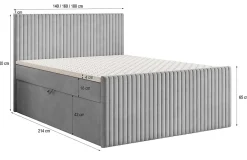 Masseno Lit Boxspring TERVAN 140X200 CM KRONOS 19, Vert foncé, Lit avec matelas et rangement* Ensemble Sommier Et Matelas