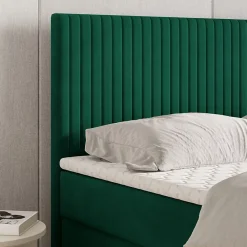 Masseno Lit Boxspring TERVAN 140X200 CM KRONOS 19, Vert foncé, Lit avec matelas et rangement* Ensemble Sommier Et Matelas