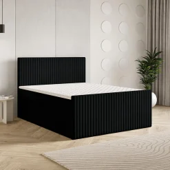 Lit Boxspring TERVAN 160X200 CM KRONOS 07, Noir, Lit avec matelas et rangement>Masseno Online
