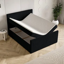 Lit Boxspring TERVAN 160X200 CM KRONOS 07, Noir, Lit avec matelas et rangement><noscript><img width=