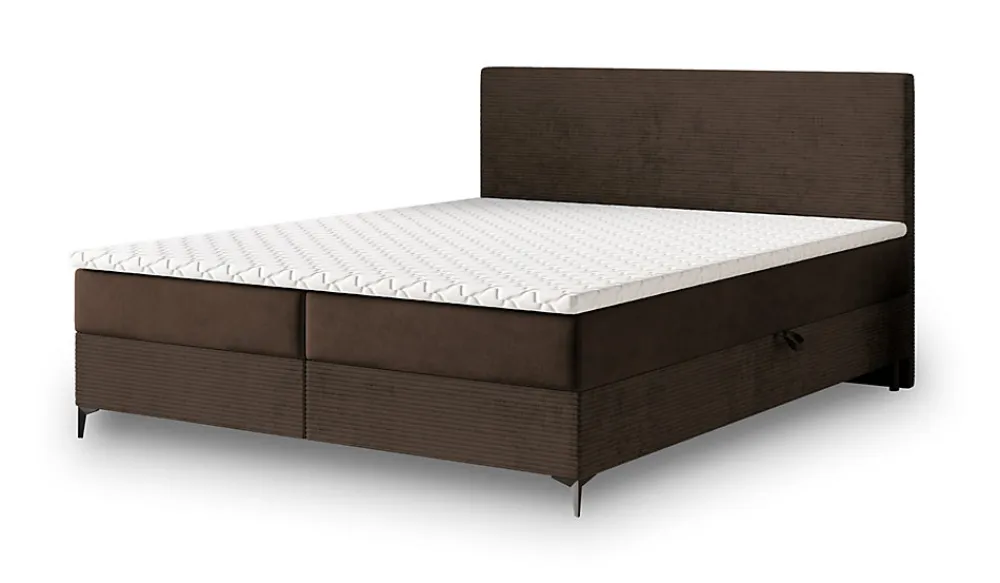 Lit Boxspring TORREL 180X200 CM POSO 06 + KRONOS 06, Marron, Lit avec matelas et rangement>Masseno