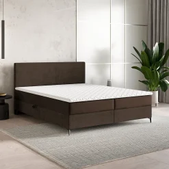 Lit Boxspring TORREL 180X200 CM POSO 06 + KRONOS 06, Marron, Lit avec matelas et rangement>Masseno