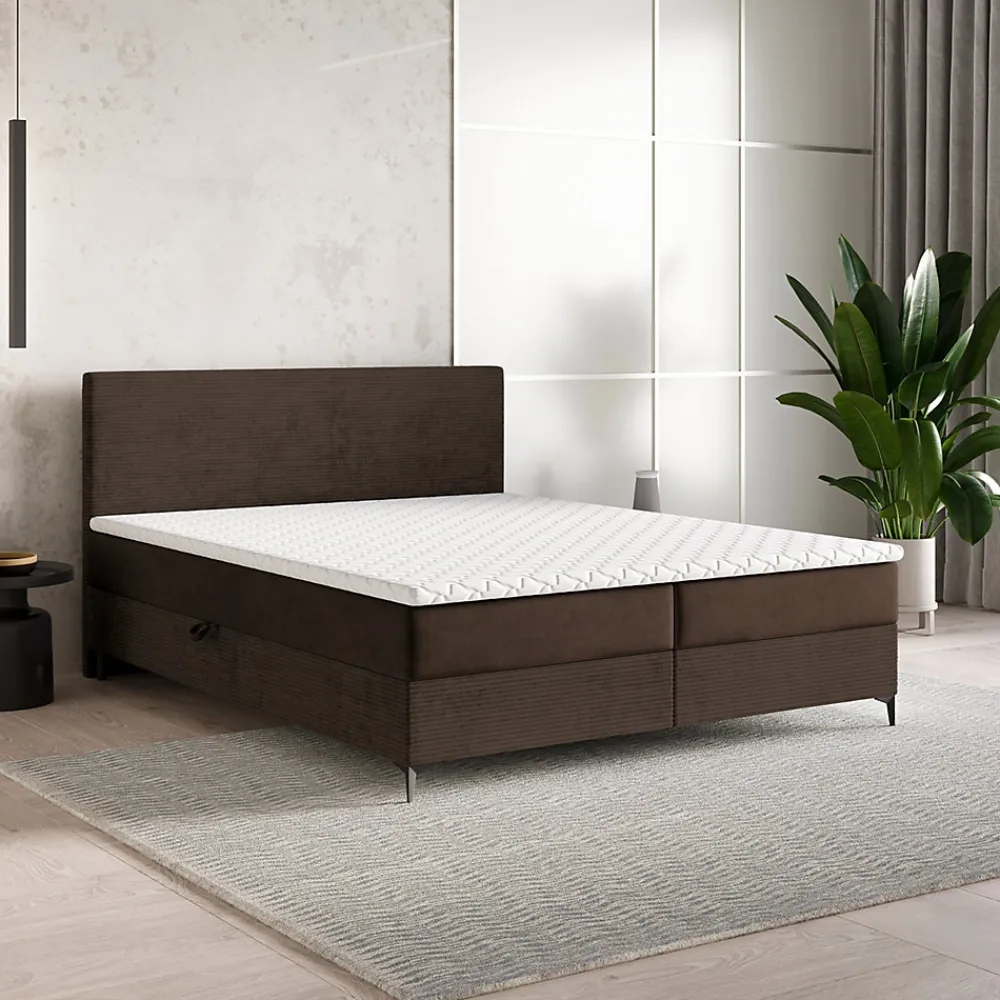 Lit Boxspring TORREL 180X200 CM POSO 06 + KRONOS 06, Marron, Lit avec matelas et rangement>Masseno
