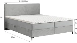 Lit Boxspring TORREL 180X200 CM POSO 06 + KRONOS 06, Marron, Lit avec matelas et rangement><noscript><img width=