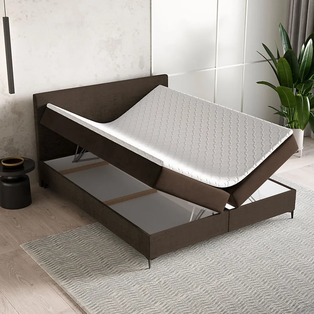 Lit Boxspring TORREL 180X200 CM POSO 06 + KRONOS 06, Marron, Lit avec matelas et rangement>Masseno