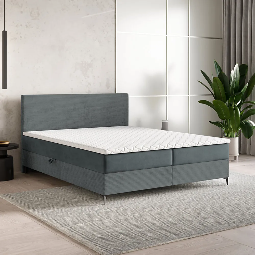 Lit Boxspring TORREL 140X200 CM POSO 60 + PAROS 06, Gris, Lit avec matelas et rangement>Masseno Sale