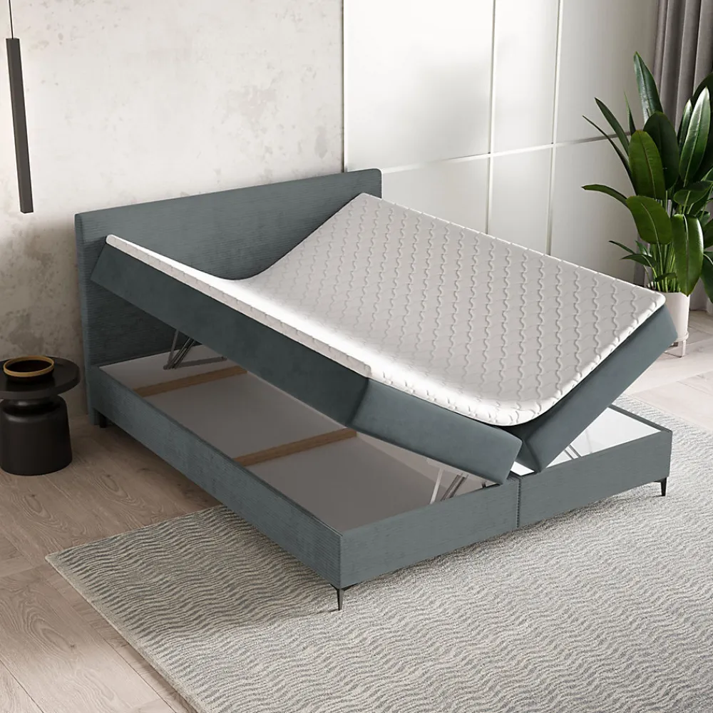 Lit Boxspring TORREL 140X200 CM POSO 60 + PAROS 06, Gris, Lit avec matelas et rangement>Masseno Sale