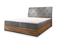 Lit Boxspring VELLANO 140X200 CM PAROS 05, Gris clair, Lit avec matelas et rangement>Masseno Best