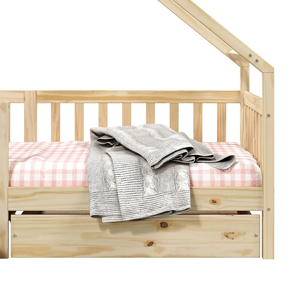 Idimex Lit cabane asymétrique ALVA avec tiroirs, 90 x 190 cm en pin massif finition naturelle*Enfant Lit Enfant