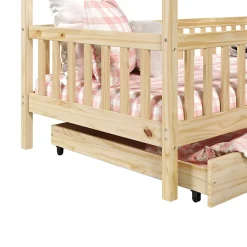 Idimex Lit cabane asymétrique ALVA avec tiroirs, 90 x 190 cm en pin massif finition naturelle*Enfant Lit Enfant