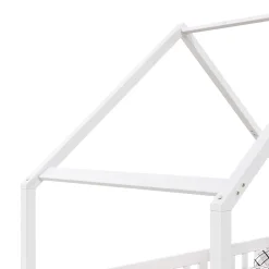 Idimex Lit cabane asymétrique CORA 90 x 190 cm en pin massif lasuré blanc*Enfant Lit Enfant