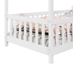 Idimex Lit cabane asymétrique CORA 90 x 190 cm en pin massif lasuré blanc*Enfant Lit Enfant