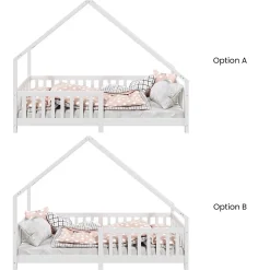 Idimex Lit cabane asymétrique CORA 90 x 190 cm en pin massif lasuré blanc*Enfant Lit Enfant